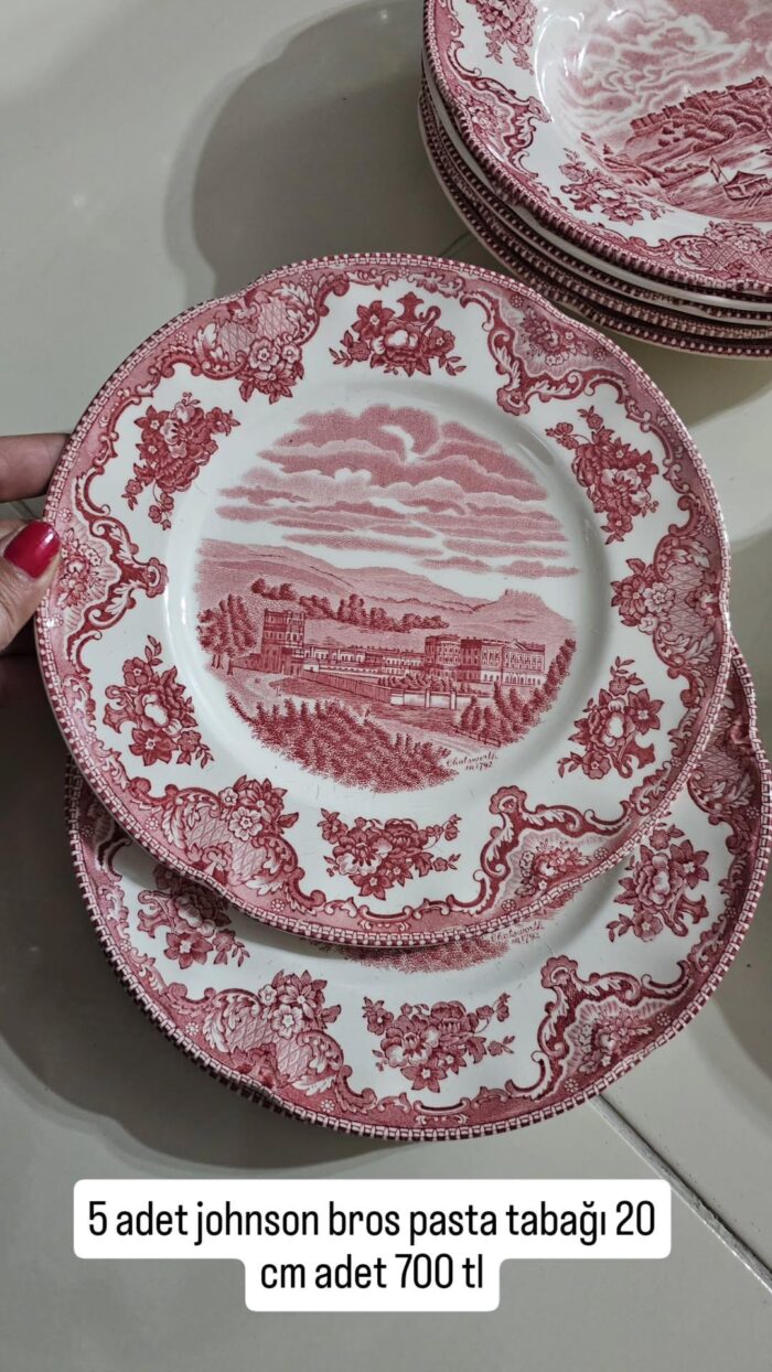 Johnson Brothers England Pembe Pasta Tabağı - Image 1