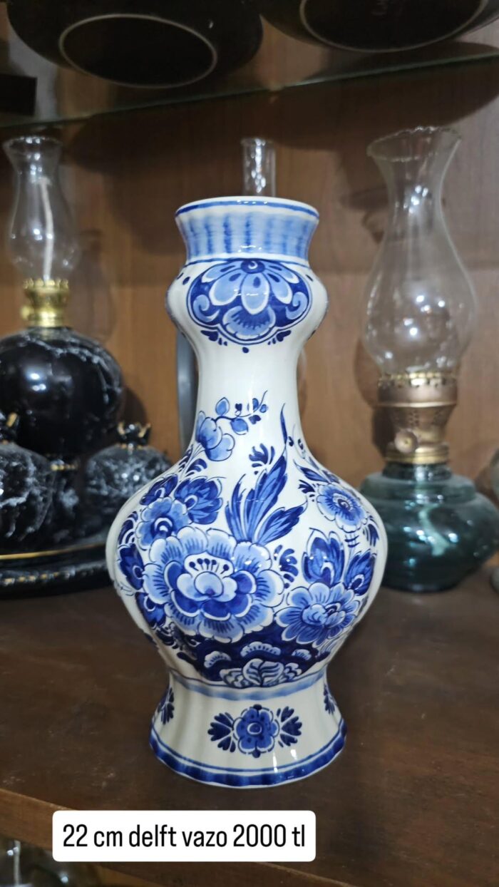 Delft Hollanda Blue Blanc 22 cm bombeli vazo - Image 1