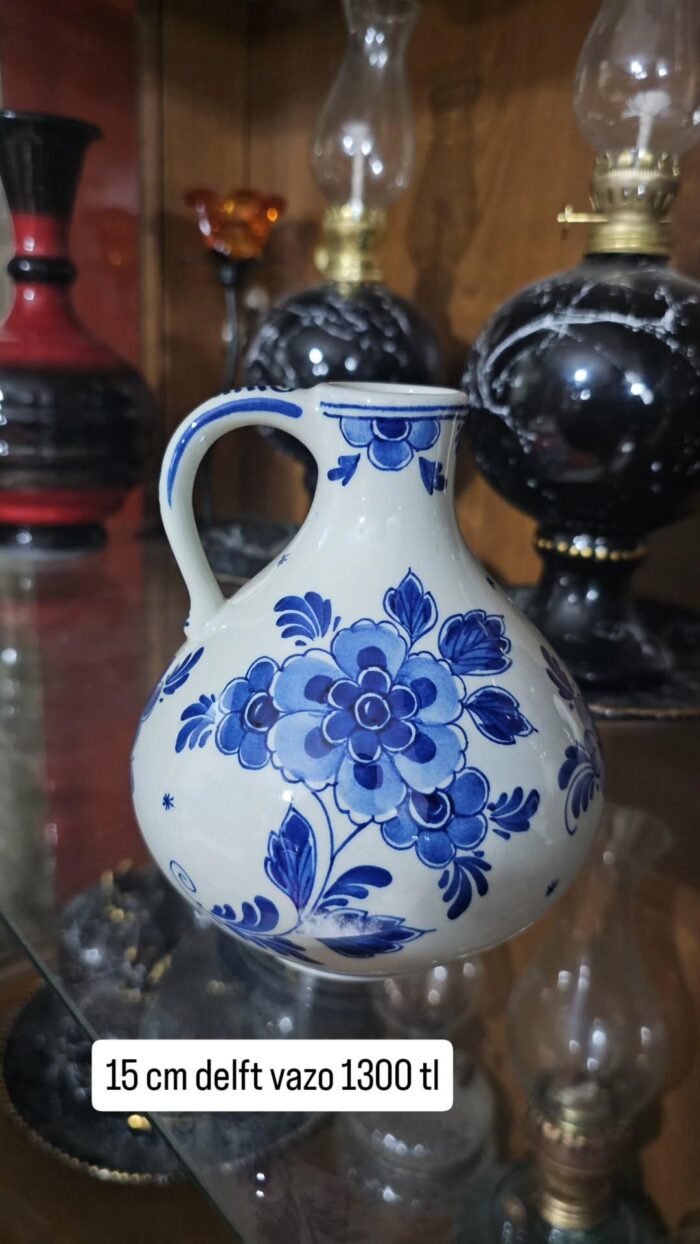 Delft Hollanda Blue Blanc 15 cm tombul sürahi vazo - Image 1