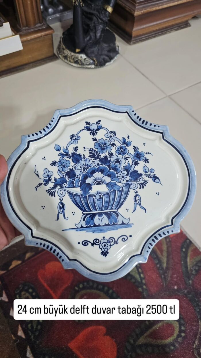Delft Hollanda Blue Blanc 24 cm büyük duvar tabağı - Image 1