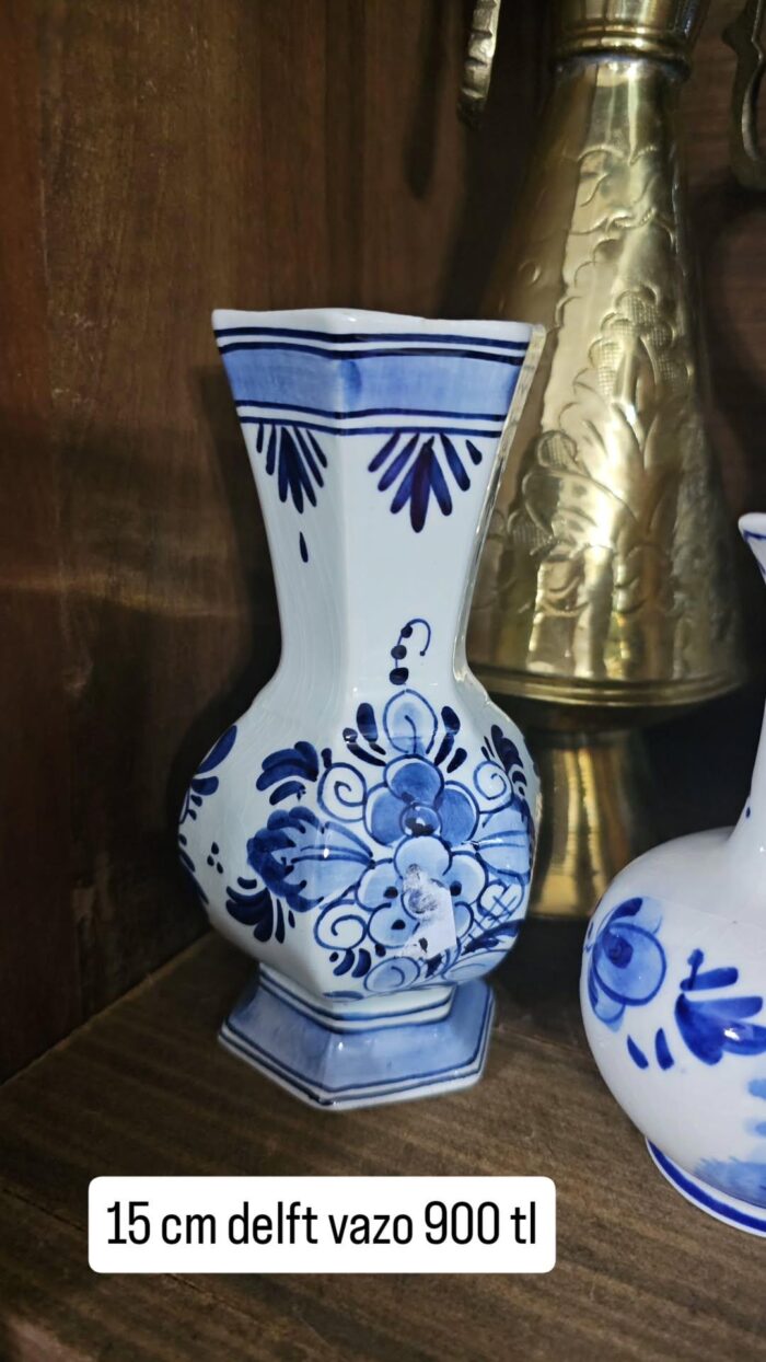 Delft Hollanda Blue Blanc 15 cm köşeli vazo - Image 1