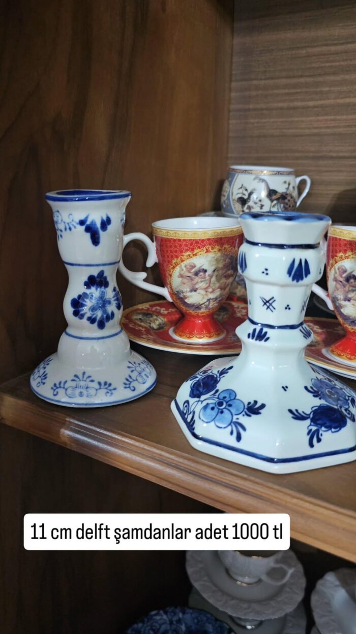 Delft Hollanda Blue Blanc 14 cm şamdan - Image 1