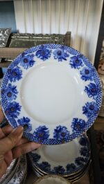 Lomonosov mavi  dikey çiçekli 18 cm Pasta Tabağı