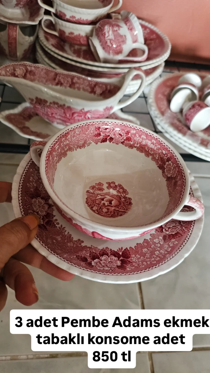 Adams İngiliz Pembe Konsomeler ekmek tabak dahil - Image 1