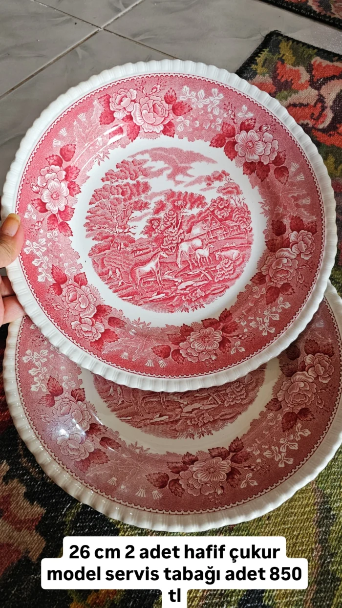 Adams İngiliz Pembe 26 cm hafif çukur servis tabağı - Image 1