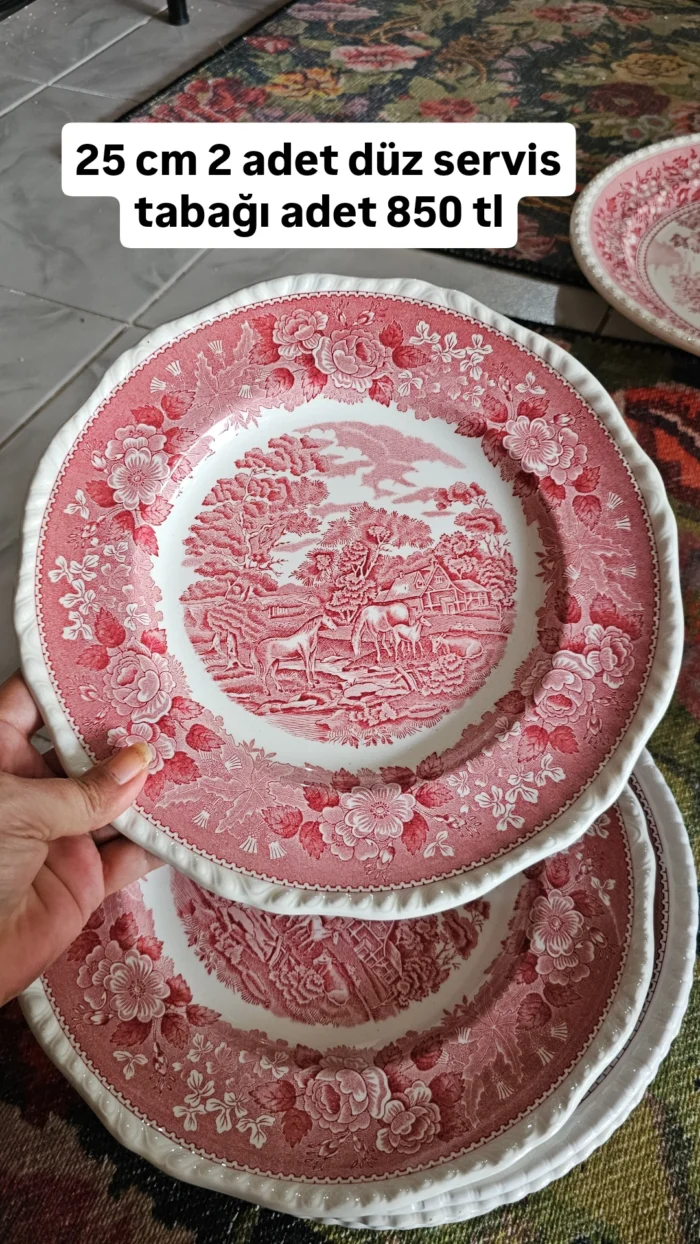 Adams İngiliz Pembe 25 cm düz servis tabağı - Image 1