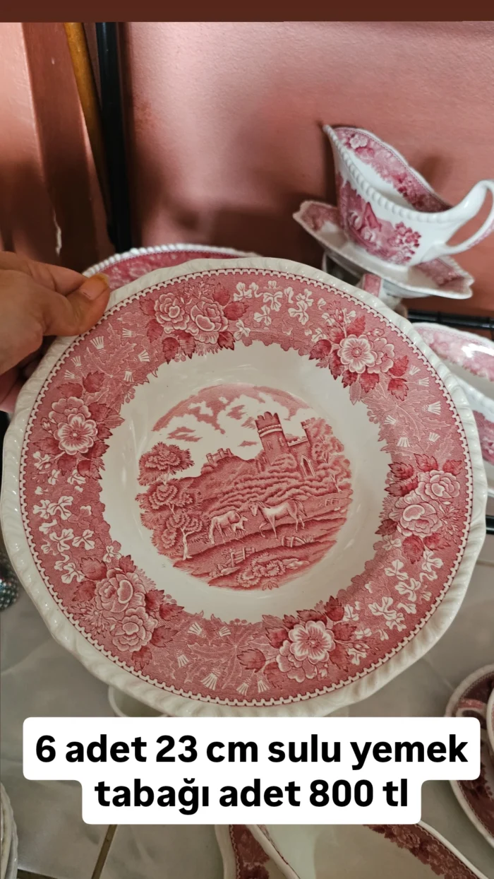 Adams İngiliz Pembe 23 cm sulu yemek tabağı - Image 1