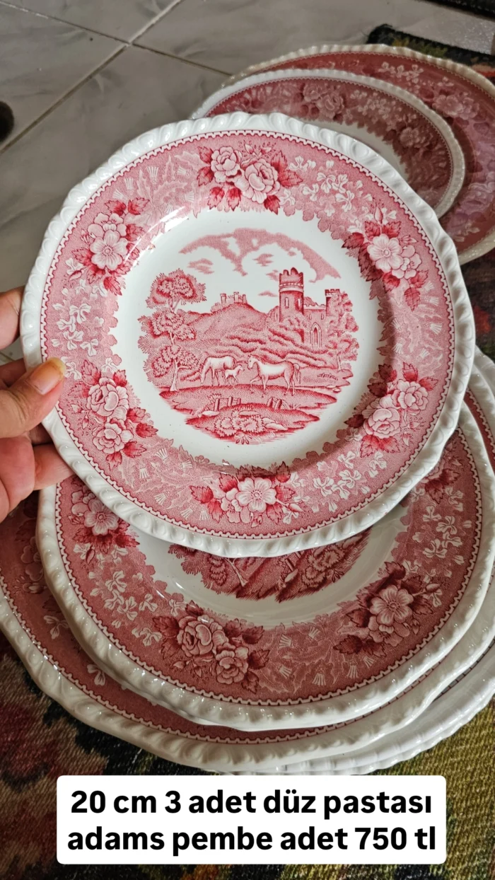 Adams İngiliz Pembe 20 cm düz pasta tabağı - Image 1