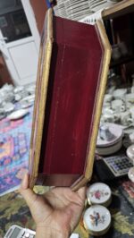 Gül Ağacı Bordo Antika El Boyama Bölmeli Büyük takı Kutusu - Image 3