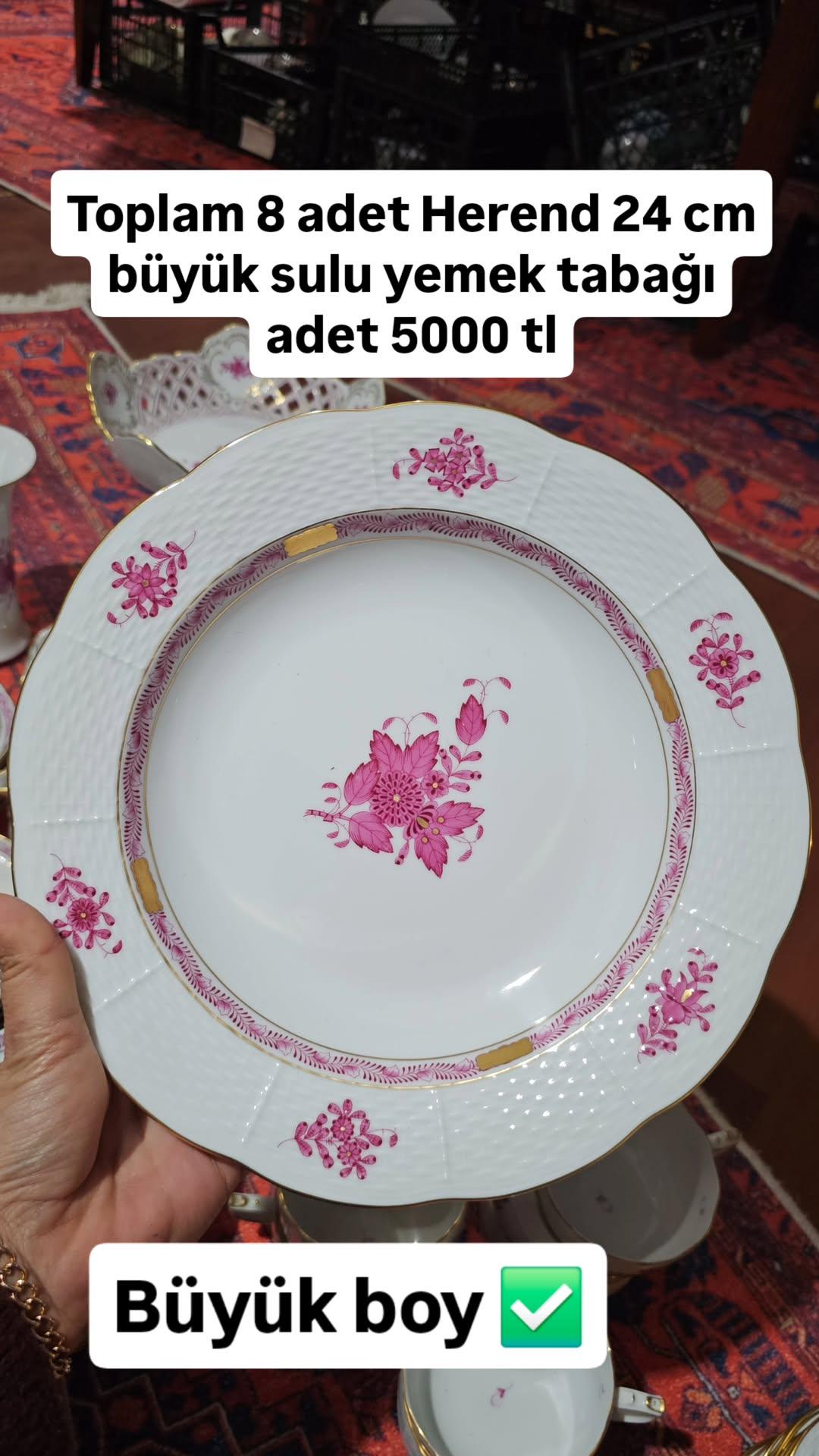 IMG_20251219_123653_265 Herend Fuşya 24 cm Sulu Yemek Tabağı - Image 1