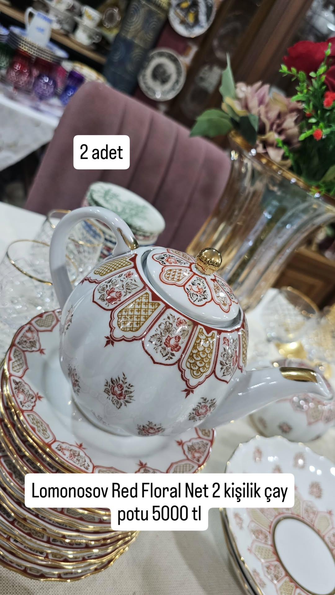 IMG_20260213_170651_914 Lomonosov Floral Kırmızı 2 kişilik çay potu - Image 1